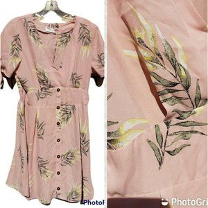 SIENNA SKY Pink Floral Dress Vneck Large Bohemian Dainty Cottagecore